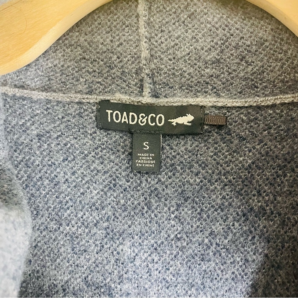 Toad & Co 100% Merino Wool Merritt Hooded Cardigan Blue Gray S - Picture 10 of 12